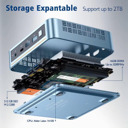 PELADN Mini PC Intel N100 (3.4GHz Max Burst Frequency) - 16GB RAM 512GB SSD
